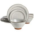 Terranea Round Reactive Glaze Terra Cotta Dinnerware Set, Service for Four (1...
