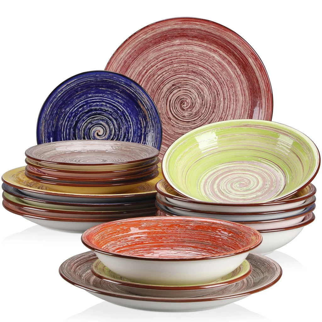 Dinnerware Set 18-Piece Stoneware Plates Set Service for 6